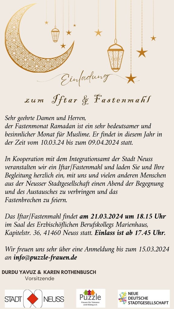 Einladung zum Iftar & Fastenmahl