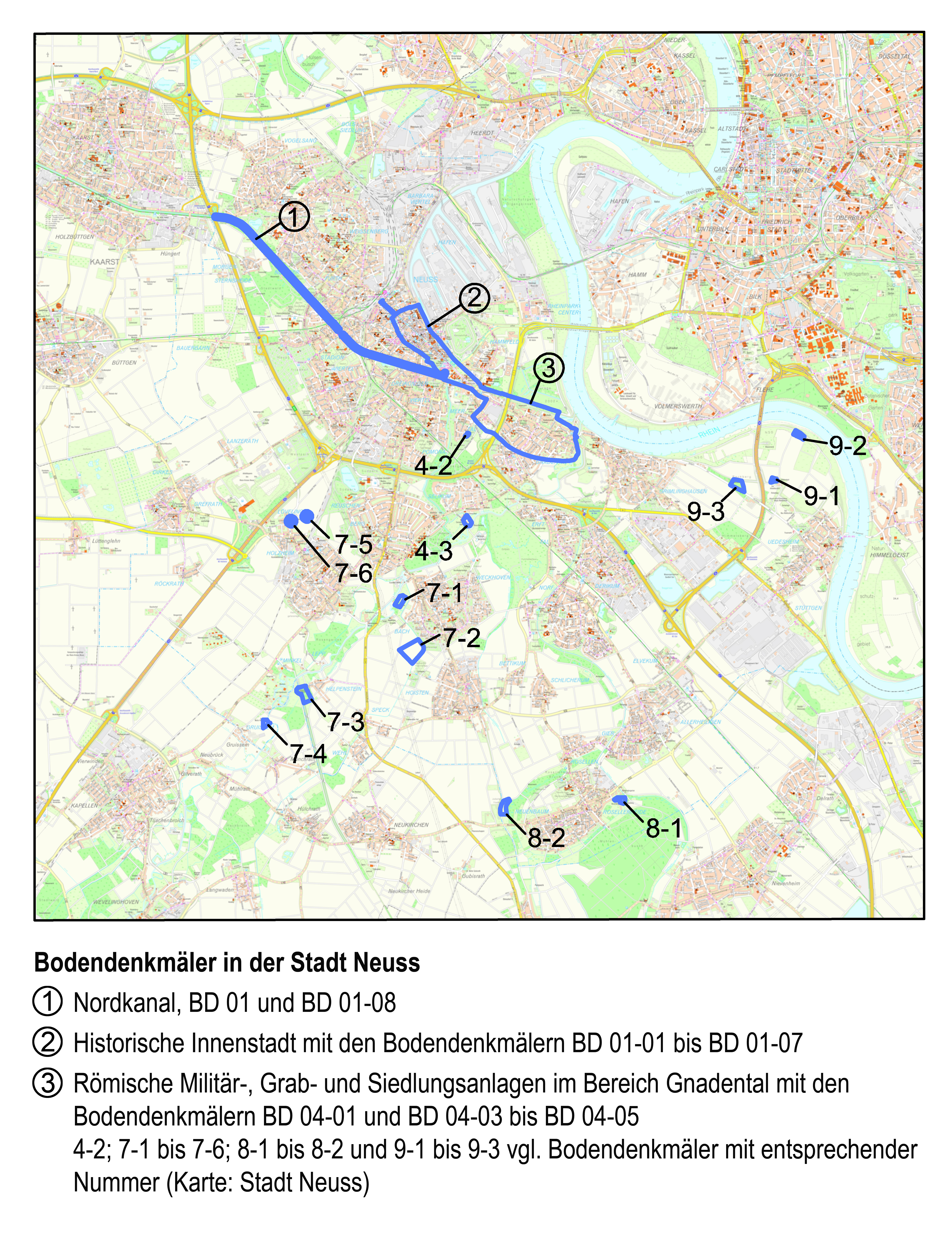 Karte Bodendenkmäler mit Legende