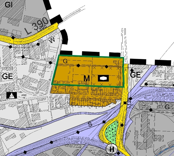 Auflagen zur Genehmigung des Flächennutzungsplans: Nebenbestimmung Pierburggelände, Abbildung 1